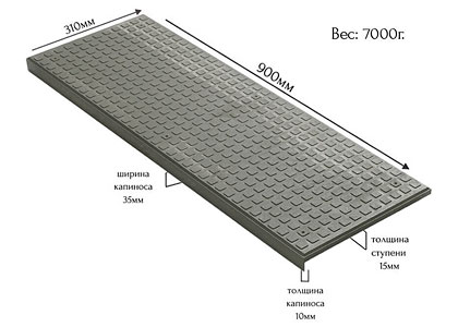 Ступень-накладка Пиксель 900*310*15мм цвет: серая