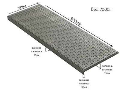 Ступень-накладка Пиксель 900*310*15мм цвет: серая Ступень-накладка Пиксель 900*310*15мм цвет: серая