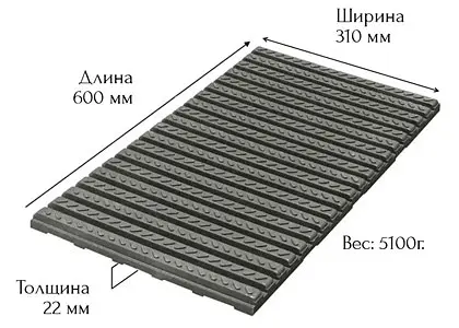 Плита-накладка Твикс 600*310*22мм цвет: серая Плита-накладка Твикс 600*310*22мм цвет: серая