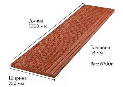 Плита-накладка Квадрат 1000*250*18мм цвет: красная Плита-накладка Квадрат 1000*250*18мм цвет: красная